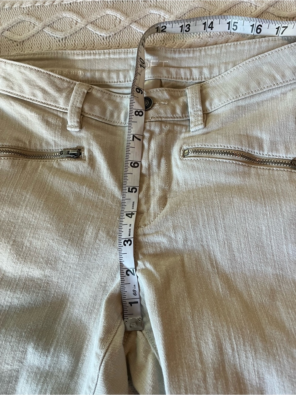 Loft Light Ivory Slim Zip-Pocket Ankle Pants with Fray Modern Skinny SZ 8 - Picture 2 of 15
